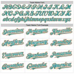 Custom Baseball White Teal-Orange Jersey Raglan Authentic Sleeves Custom Baseball White Teal-Orange Jersey Raglan Authentic Sleeves
