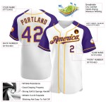 Jersey Authentic Custom White Purple-Gold Sleeves Baseball Raglan Jersey Authentic Custom White Purple-Gold Sleeves Baseball Raglan